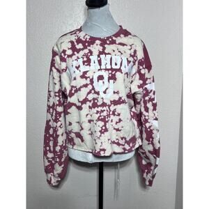 OU Oklahoma Sweatshirt Adult M Maroon Logo University Tie Dye Warm
